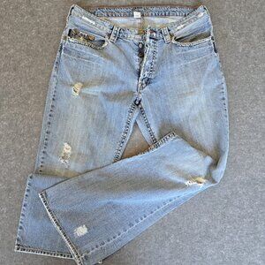 Silver Jeans "Grayson" Distressed Wide Leg with Button Fly Size 34x34